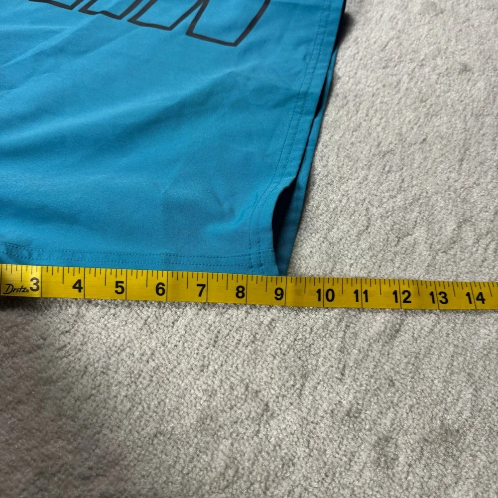 Nike Swim Trunks Mens Medium Teal Blue Logo Graphic Board Shorts 9 Inch Inseam